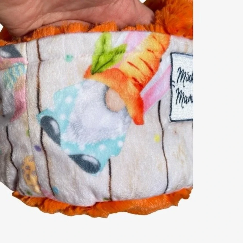 Minky Mamas Orange Multi-color Plush Gnome Easter Tote Bag 8x5